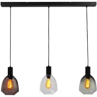 Masterlight 3-lichts hanglamp - zwart - Porto met Nicolette glazen