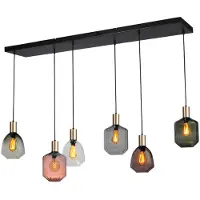 Masterlight 6-lichts hanglamp - goud - Porto met verschillende glazen