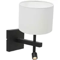 Steinhauer Wandlamp Stang 2995ZW+K3084QS Zwart-Wit Linnen