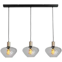 Masterlight 3-lichts hanglamp - goud - Porto met Blossom smoke glazen