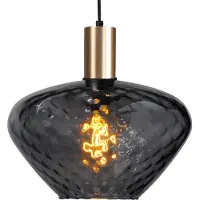 Masterlight Hanglamp goud Porto met Blossom smoke glas - Ø 30cm