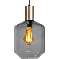 Masterlight Hanglamp goud Porto met Jagger smoke glas - Ø 19cm