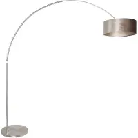 Steinhauer Booglamp Sparkled RVS met velours taupe kap