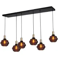 Masterlight 6-lichts hanglamp - goud - Porto met Ball red glazen