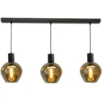 Masterlight Zwarte Hanglamp Eetkamer Bounty 3 Lichts Rond Glas