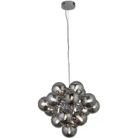 Searchlight Hanglamp Glas Berry Globe 17 Lichts Zwart Met Smoke Glas