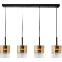 Highlight 4 Lichts Hanglamp Salerno Zwart Met Goud Glas