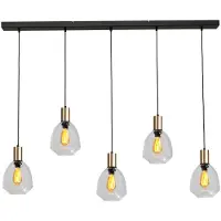 Masterlight 5-lichts hanglamp - goud - Porto met Nicolette clear glazen