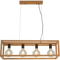 Searchlight Hanglamp Square, dimbaar, hout licht, Woon-/ Eetkamer, Bamboe, Modern, Hanglamp