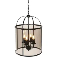 Steinhauer Klassieke hanglamp Pimpernel zwart 4-lichts