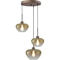 Masterlight 3-lichts hanglamp Genua bruin met 2x goud glas Ø 24cm en 1x Ø 29cm