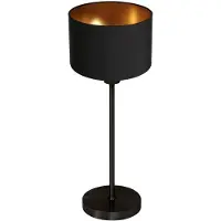 Mexlite Tafellamp Noor 4418ZW – Zwart staal met zwarte linnen kap en gouden binnenzijde