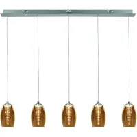 Highlight Hanglamp Nebula Nikkel Recht 5 Lichts Amber Glas