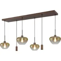 Masterlight 6-lichts hanglamp Genua bruin met goud glas en pendels
