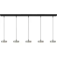 Masterlight 5-lichts hanglamp Imperia 160cm zwart met nikkel