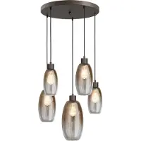 Masterlight Vide hanglamp Olive met 5 glazen - cacao - Ø50cm