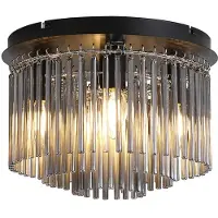 Searchlight Plafondlamp Swizzle, dimbaar, alu / grijs / zink, Woon-/ Eetkamer, Glas, plafondlamp