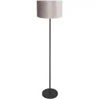 Steinhauer Vloerlamp Noor 4441ZW – Mat zwart met grijze velours kap