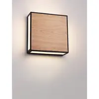 Nova Luce Vierkante wandlamp Astral antraciet met hout