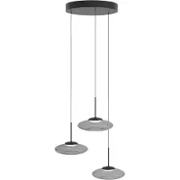 Lyora 3-lichts hanglamp Bounto zwart rond helder glas