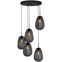 Masterlight Vide hanglamp Lava 5x smoke glas Ø 22,5cm