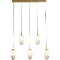 Searchlight 5-lichts hanglamp Rocky met wit glas