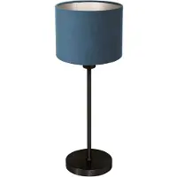 Mexlite Tafellamp Noor 4428ZW – Mat zwart met blauwe velours kap