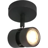 Steinhauer Spot Natasja 7901ZW zwarte 1-lichts spot van metaal met dimbare GU10 lichtbron, modern en draaibaar, geschikt voor binnen gebruik,