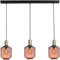 Masterlight 3-lichts hanglamp - goud - Porto met Jagger red glazen - Ø 24cm
