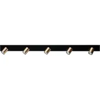 Masterlight Plafondlamp zwart Bounce met 5 gouden spots