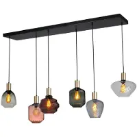 Masterlight 6-lichts hanglamp - goud - Porto met verschillende glazen