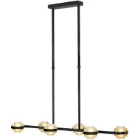 Highlight Hanglamp Dynasty Zwart 5 Lichts Amber Glas