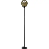 Masterlight Vloerlamp zwart Quinto Smoke met smoke gestreept glas