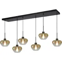 Masterlight 6-lichts hanglamp Genua zwart met goud glas Ø 24cm