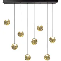 Highlight Hanglamp Melina zwart met amber glas recht 8-lichts