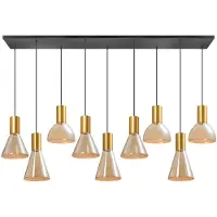 Eth 9-lichts eettafellamp Lisa goud met amber glas