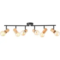Brilliant Plafondlamp Kerry 6-lichts zwart met hout