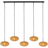 Mexlite HaloSwap 4286ZW – Zwarte langwerpige hanglamp met warme amberkleurige glazen