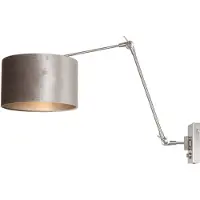 Steinhauer Wand Leeslamp Prestige Chic RVS met 30cm taupe velourse kap
