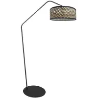 Steinhauer Vloerlamp Zig-Zag zwart met rotan kap Ø 40cm
