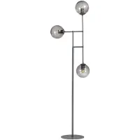 Eth Design Vloerlamp Davina 3 Lichts Zwart Met Smoke Glas