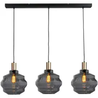 Masterlight 3-lichts hanglamp - goud - Porto met Ball smoke glazen - Ø 30cm