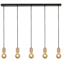 Searchlight Houten plafondlamp Spinny 5-lichts