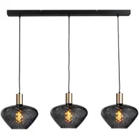 Masterlight 3-lichts hanglamp - goud - Porto met Blossom clear glazen