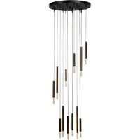 Masterlight Zwarte vide hanglamp Flute 12-lichts design cilinders