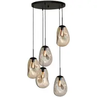 Masterlight Vide hanglamp Lava 5x goud glas Ø 22,5cm