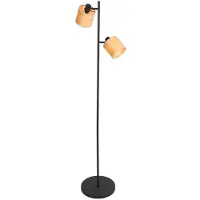 Steinhauer Vloerlamp Bambus 3670ZW Zwart 2 lichts met houten kapjes