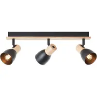 Brilliant zwarte spotbalk DAINTREE | 48 cm lengte | E14, max. 28 W | Verstelbare spots | Metaal/hout