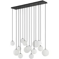 Euluna 14-lichts hanglamp Snowball zwart met wit glas