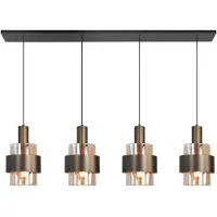 Highlight 4 Lichts Hanglamp Marrone Zwart Met Koper Brons